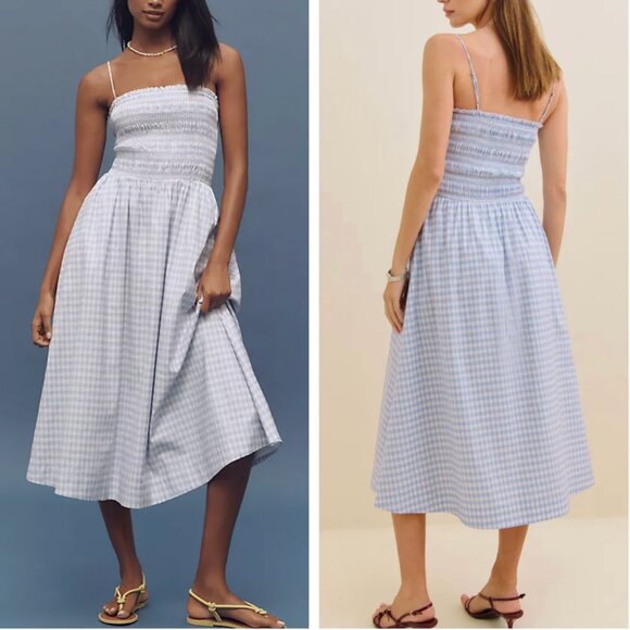 Reformation Dresses & Skirts - Reformation Kerrie Midi Dress - Crystal Check Blue Ivory Causal Summer Best